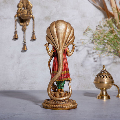 Lord Vishnu Standing Idol - Copper/Antique Finish - 12 Inch | Ideal for Pooja, Décor & Gifting