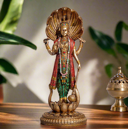 Antique Finish Lord Vishnu Standing Idol | 12 Inch