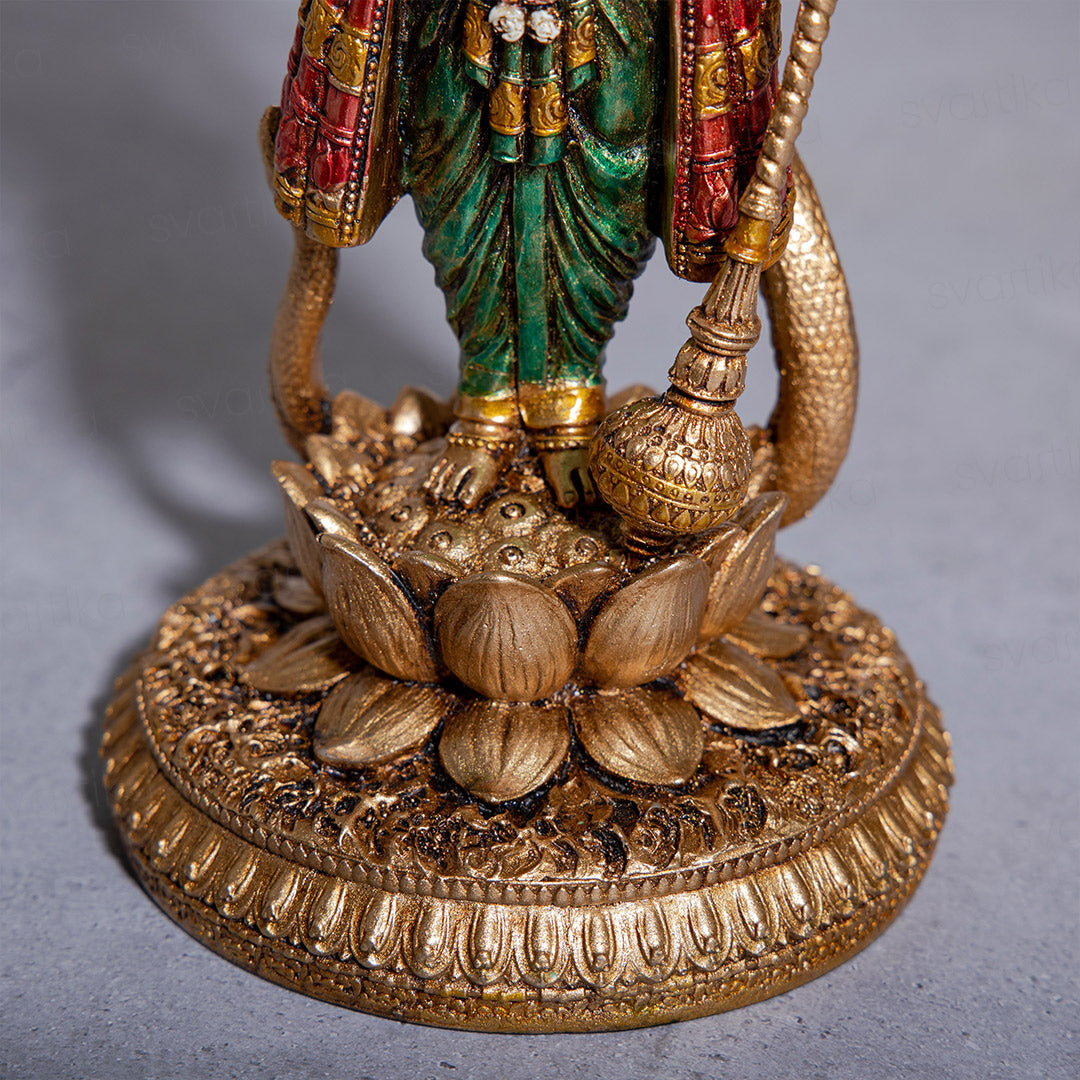 Lord Vishnu Standing Idol - Copper/Antique Finish - 12 Inch | Ideal for Pooja, Décor & Gifting