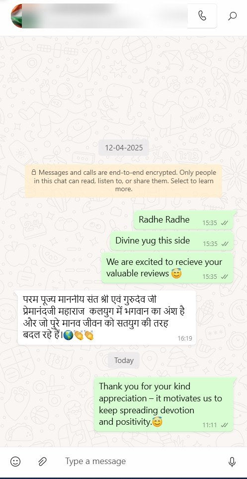 Customer message about their DivineYug order