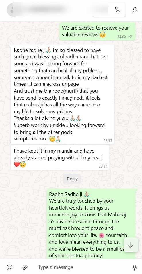 Customer message about their DivineYug order