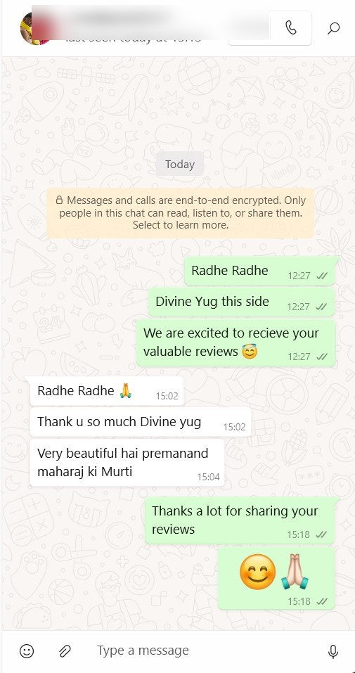 Customer message about their DivineYug order