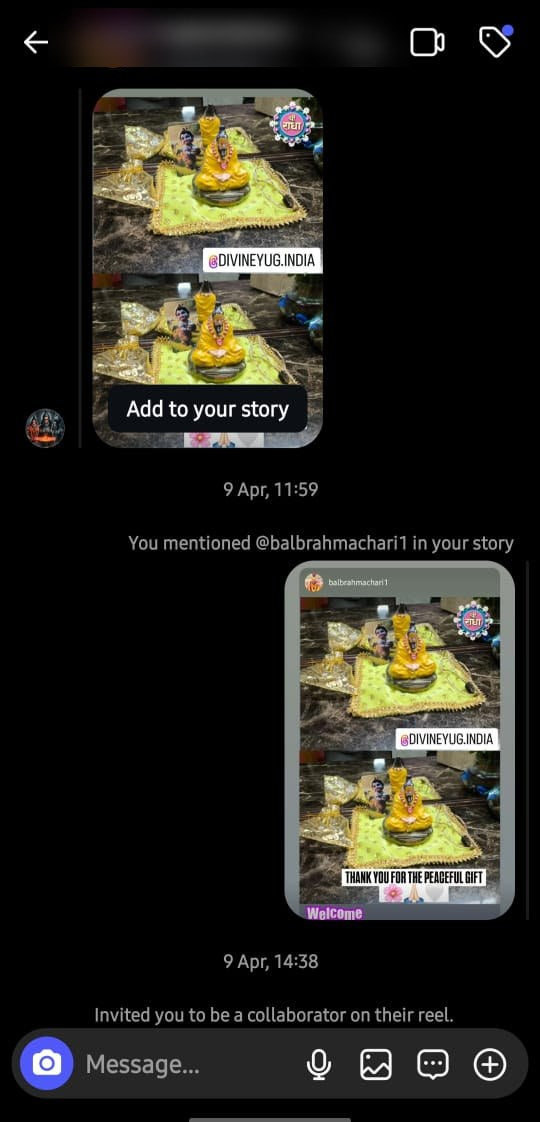 Customer message about their DivineYug order